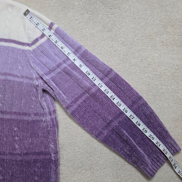 Alfred Dunner XL Mock Neck Purple Ombre Cable Knit Chenille Pullover Sweater - Picture 5 of 10